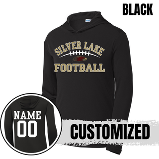 Black Silver Lake Eagles Football Classic PosiCharge Competitor hoodie with customized name and number on back