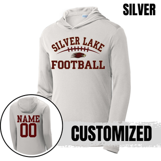Silver Silver Lake Eagles Football Classic PosiCharge Competitor hoodie with customized name and number on back