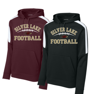Silver Lake Eagles Football Classic fan favorite hoodie in maroon and black with white shoulder stripe