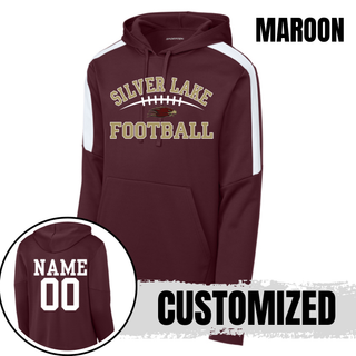 Maroon Silver Lake Eagles Football Classic fan favorite hoodie with personalized name and number on back