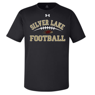 Black Under Armour team tech top with Silver Lake Eagles Football Classic gold and white design