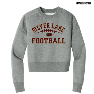 Heathered steel Silver Lake Eagles Football Classic women's cropped crew with maroon eagle head design