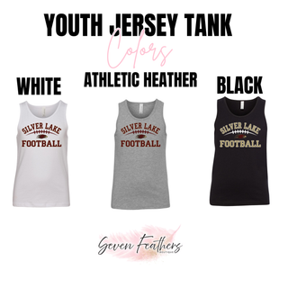 Youth jersey tank color options for Silver Lake Eagles Football Classic design in white, athletic heather, and black