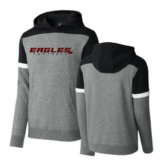Silver Lake Eagles Football Impact grey and black colorblock hoodie front and back view
