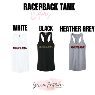 Color options for Silver Lake Eagles Football Impact Women's Racerback Tank: white, black, heather grey
