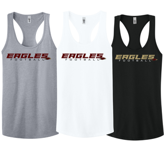 Silver Lake Eagles Football Impact Women's Racerback Tank in heather grey, white, and black
