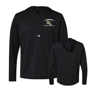 Silver Lake Eagles Football Kickoff black Adidas quarter-zip hooded pullover front and back view
