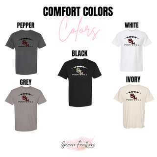 Silver Lake Eagles Football Kickoff Comfort Colors tops available in pepper, white, black, grey, and ivory
