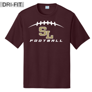 Silver Lake Eagles Football Kickoff maroon Dri-Fit performance top flat lay
