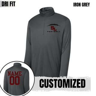 Silver Lake Eagles Football Kickoff iron grey Dri-Fit quarter zip with customized name and number on back
