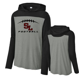 Black and Grey Sport-Tek Halftime Long Sleeve Hoodie front and back with Silver Lake Eagles Football Kickoff SL laces design
