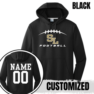 Silver Lake Eagles Football Kickoff black performance hoodie with customized name and number on back
