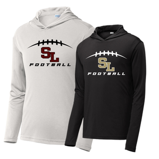 Silver Lake Eagles Football Kickoff PosiCharge Competitor hoodies in silver and black side by side
