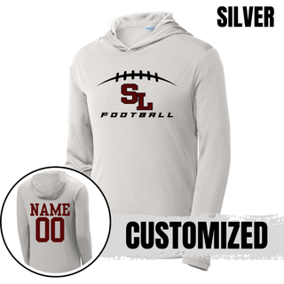 Silver Lake Eagles Football Kickoff silver PosiCharge Competitor hoodie with customized name and number on back
