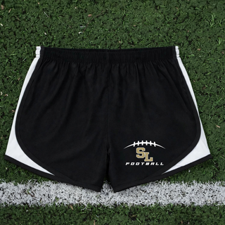 Silver Lake Eagles Football Kickoff black and white women's cadence performance short flat lay on turf

