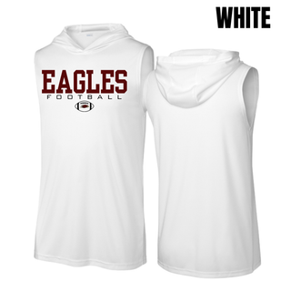 White Competitor Sleeveless Hoodie with Silver Lake Eagles Football Standard graphic