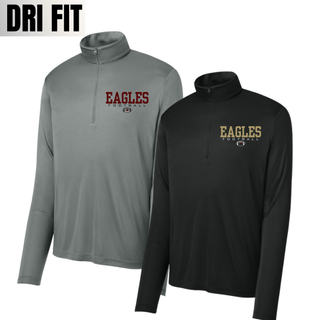 Grey and Black Dri-Fit Quarter Zip pullovers with Silver Lake Eagles Football Standard graphic
