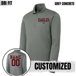 Grey Concrete Dri-Fit Quarter Zip with Silver Lake Eagles Football Standard graphic and customizable name and number on back
