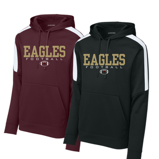 Maroon and Black Sport-Wick Fleece United Pullover Hoodies with Silver Lake Eagles Football Standard graphic
