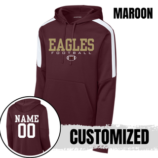 Maroon Sport-Wick Fleece United Pullover Hoodie with Silver Lake Eagles Football Standard graphic and customizable name and number on back
