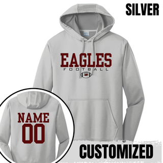 Silver Port and Co Performance Fleece Hoodie with Silver Lake Eagles Football Standard graphic and customizable name and number on back
