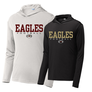 Silver and Black PosiCharge Competitor Hooded Pullovers with Silver Lake Eagles Football Standard graphic
