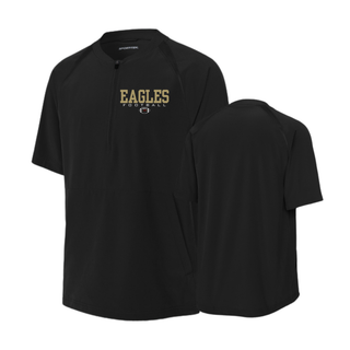 Black Repeat 1/2 Zip Short Sleeve Jacket with Silver Lake Eagles Football Standard graphic