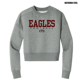  Heathered Steel Women's Cropped Crew with Silver Lake Eagles Football Standard graphic