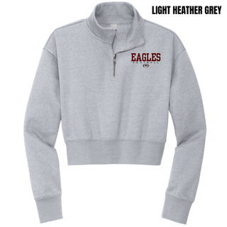 Light Heather Grey Women's Cropped 1/2 Zip with Silver Lake Eagles Football Standard graphic