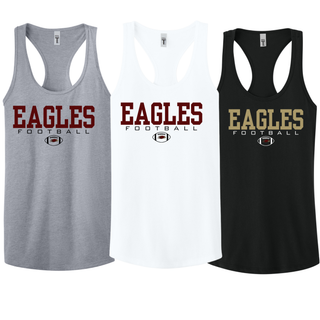 Grey, White, and Black Women's Racerback Tanks with Silver Lake Eagles Football Standard graphic

