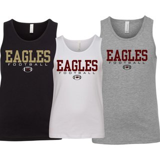 Black, White, and Grey Youth Jersey Tanks with Silver Lake Eagles Football Standard graphic
