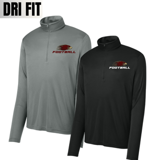 Silver Lake Eagles Football Strike Dri-Fit quarter zip in grey and black with eagle head logo and football wordmark
