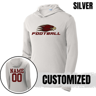 Silver Lake Eagles Football Strike PosiCharge competitor hoodie in silver with customized name and number on back
