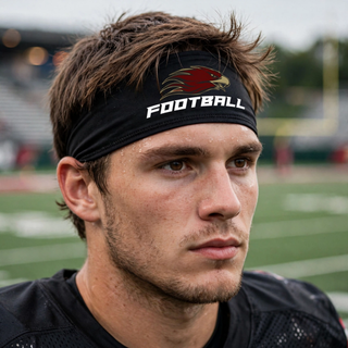 Football player wearing black Silver Lake Eagles Football Strike PosiCharge headband
