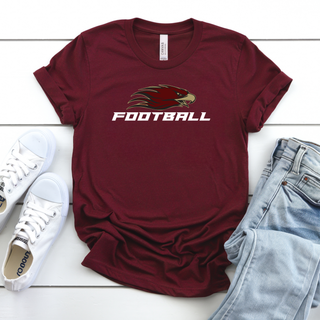 Silver Lake Eagles Football Strike top in maroon with eagle head logo and football wordmark flat lay
