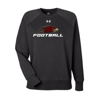Silver Lake Eagles Football Strike Under Armour womens rival fleece crewneck in black with eagle head logo and football wordmark
