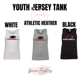 Color options for Silver Lake Eagles Football Strike Youth Jersey Tank: white, athletic heather, black
