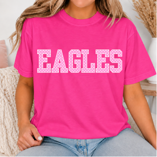 Silver Lake Eagles Polka Dot Top hot pink tee with pink polka dot EAGLES graphic
