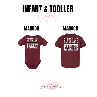 Silver Lake Eagles Stacked Petite Polka Dot Top infant bodysuit and toddler tee in maroon