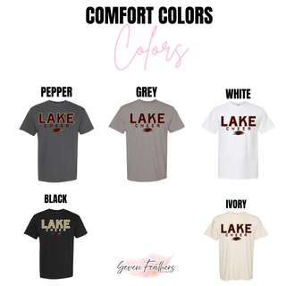 Comfort Colors tee LAKE CHEER bold block in pepper, grey, white, black, ivory
