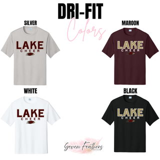 Silver Lake Lake Cheer dri-fit performance top in silver, maroon, white, and black color options
