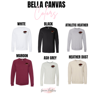 Bella Canvas Silver Lake Power Eagle cheer top in white, black, athletic heather, maroon, ash grey, and heather dust
