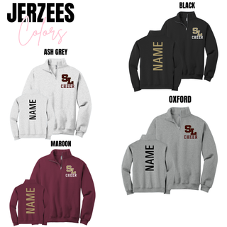 Silver Lake staggered SL cheer quarter zip in ash grey, black, maroon, and oxford with optional NAME sleeve print

