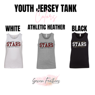  SL Stars Softball youth jersey tank color options in white, athletic heather, and black