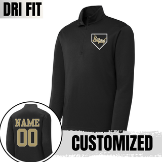 sl stars softball home plate dri fit performance quarter zip up in black with custom name and number on back
