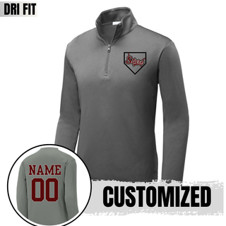 sl stars softball home plate dri fit performance quarter zip up in grey concrete with custom name and number on back