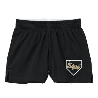 sl stars softball home plate jersey knit shorts black sport tek shorts with home plate logo