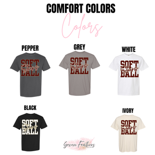 comfort colors options pepper grey white black and ivory for petite stars softball graphic