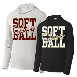 silver and black hoodies with petite stars softball front graphic