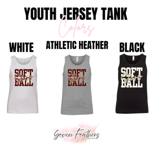 youth jersey tank color options white black and athletic heather with petite stars softball graphic